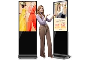 JASZDOT 32/43/55 Inch Digital Signage Display, LCD Screen Advertising Display Kiosk Interactive Totem Floor Standing Auto AD Player with USB/HDMI/WiFi Android OS (43'' Touch Screen)