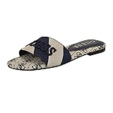 Guess Women's HARINI Flat Sandal, Dark Blue/White