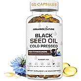 ORGANICS NATURE Black Seed Oil Cold Pressed 60 Softgel Capsules - Immunity Support, Black Cumin Seed Oil, High Thymoquinone, Non-GMO & Vegan, Nigella Sativa, Omega 3 6 9, 1000MG Per Serving