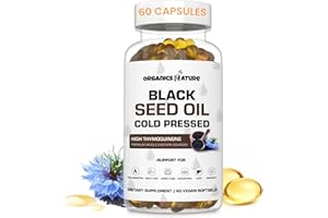 ORGANICS NATURE Black Seed Oil Cold Pressed Capsules - Immunity Support, Black Cumin Seed Oil, High Thymoquinone, Non-GMO & Vegan, Nigella Sativa, Omega 3 6 9, 1000MG Per Serving, 60 Softgels