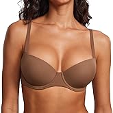 DOBREVA Women's Lightly Padded Balconette Bra Tshirt Supportive Demi Underwire Plus Size