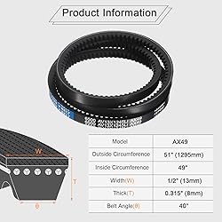 uxcell 2Pcs AX49 EPDM V-Belt, Raw Edge Cogged