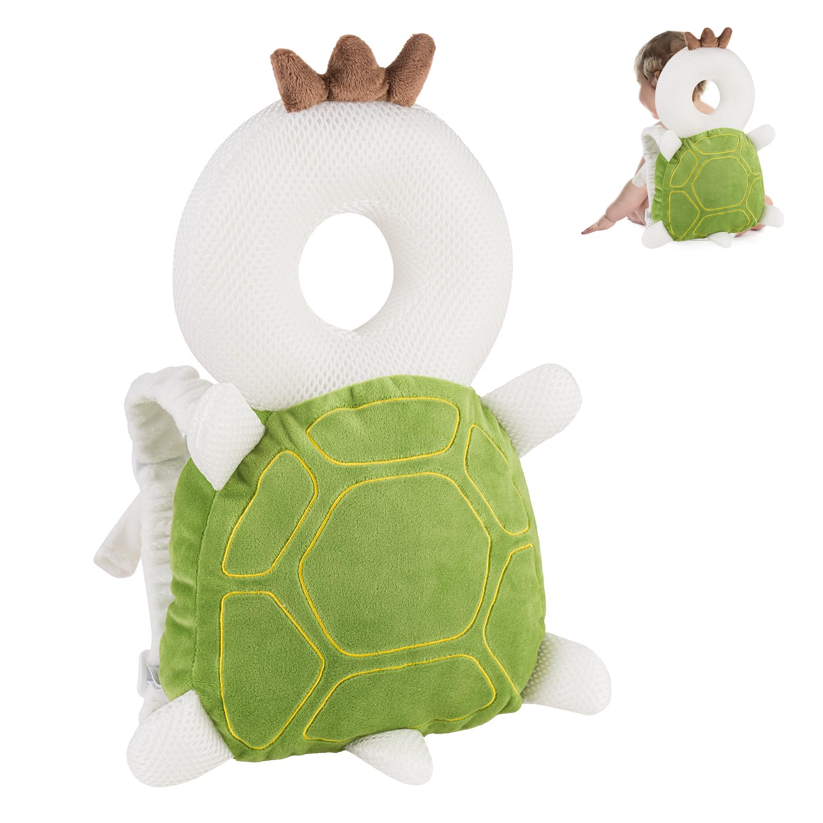 Baby Head Protector Backpack, Toddler Toddler Head Protector, Toddler Head Protector Padded Backpack Elasticated Carrier Wear (Turtle)