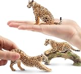 toymany 7PCS Leopard Family Figurines Cubs Tree Trunk Realistic Jungle Animals view 3