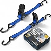 PAULINN Boat Trailer Tie-Downs Straps 1 Inch x 4 FT, 2400 LBS Heavy Duty Adjustable Transom Tie Down Straps Ratchet w/Quick Release Buckle & Anti-Scratch Hooks, for Trailer Marine Jet Ski Pontoon