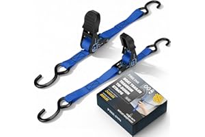 PAULINN Boat Trailer Tie-Downs Straps 1 Inch x 4 FT, 2400 LBS Heavy Duty Adjustable Transom Tie Down Straps Ratchet w/Quick R