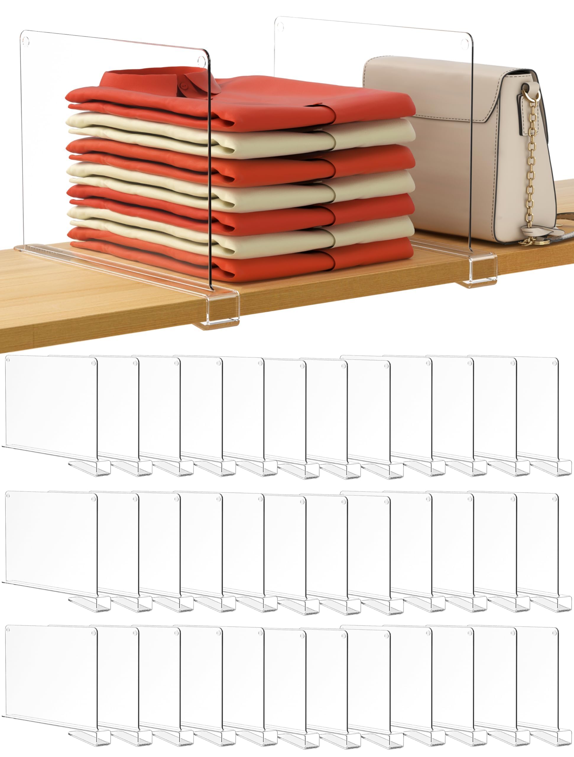 HBlife 36 Pack Clear Shelf Dividers, Vertical Purse