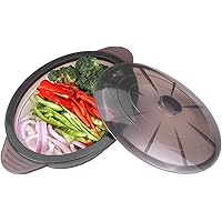 Microwave Steamer Collapsible Bowl-Silicone Steamer with Handle & Lid for Meal Prep with Detachable Partition, Easy to…