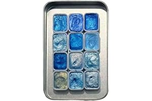 Glitter Watercolor Paint Set - 12 Colors, Pearlescent Solid Pigments Soluble Mixable Shimmer Art Kit For Beginners Profession