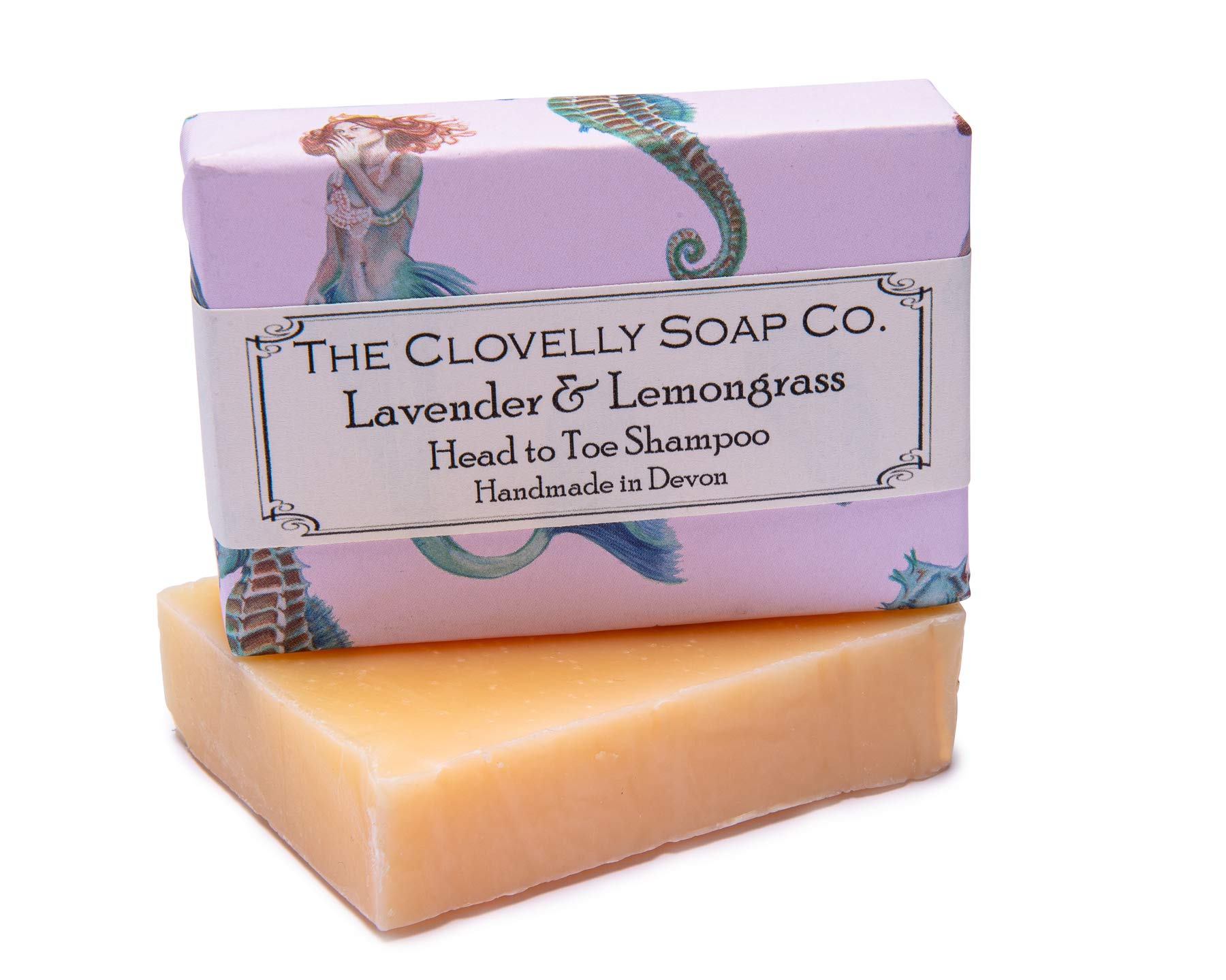 Clovelly Soap Co Natural Handmade Lavender & Lemongrass Shampoo Soap Bar for Normal-Oily Hair & Scalp 100g