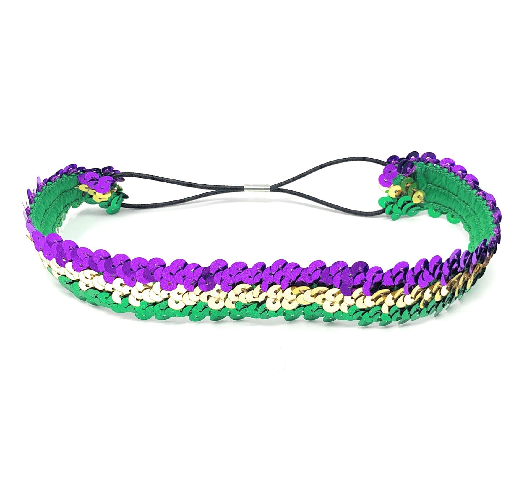 Green, Gold & Purple Womens Sequin Polyester Fancy Dress Headband 38 x 3cm