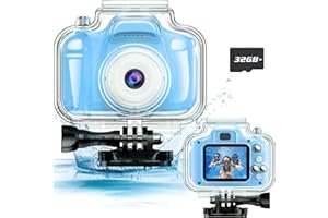 ASIUR Kids Camera Waterproof for Kids Girls Age 3-8 Birthday Gifts 1080P Video Recorder Kids Digital Camera Toddler Toys for 3 4 5 6 7 8 Year Old Girls Boys Underwater Camera with 32GB SD Card(Blue)