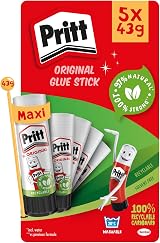 Pritt Glue Stick 5 x 43g Pack Safe Child Friendly Crafts School Office