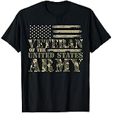Veteran of The United States Army Camouflage US Flag Veteran T-Shirt