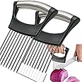ESINAM Onion Slicer Holder, Premium Vegetable Slicer Cutter for Potato and Tomato, Sharp Stainless Steel Food Slicer Assistant Tool for Slicing Fruit Lemon and Meat
