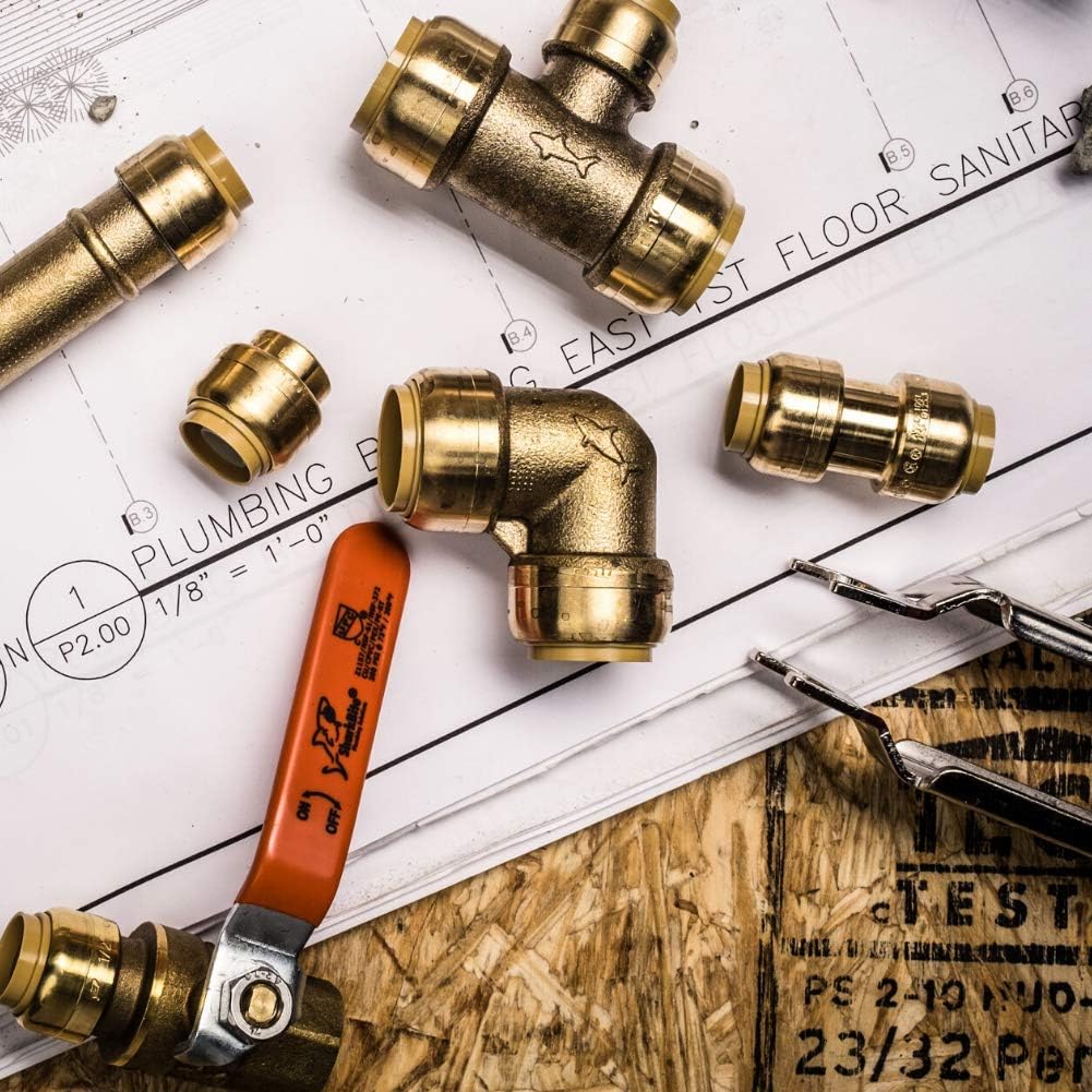SharkBite U248LFA 90 Degree Elbow Plumbing Pipe Connector 1/2 In, PEX Fittings, Push-to-Connect, Copper, CPVC, 0.5 Inch - Pipe Fittings - 