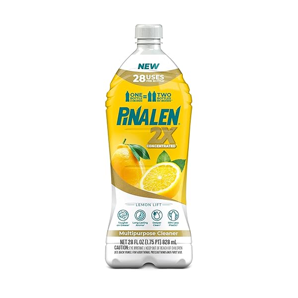 PINALEN 2X MAX AROMAS CONCENTRATED MULTIPURPOSE CLEANER – LEMON LIFT SCENT – 28 FL OZ – ALL PURPOSE CLEANER FOR KITCHEN, BATHROOM, FLOORS & OUTDOORS