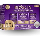 BIOXCIN Collagen Biotin Shampoo Anti-Hair Loss for All Hair Types Volumizing Herbal Formula 3-Pack 300 ML