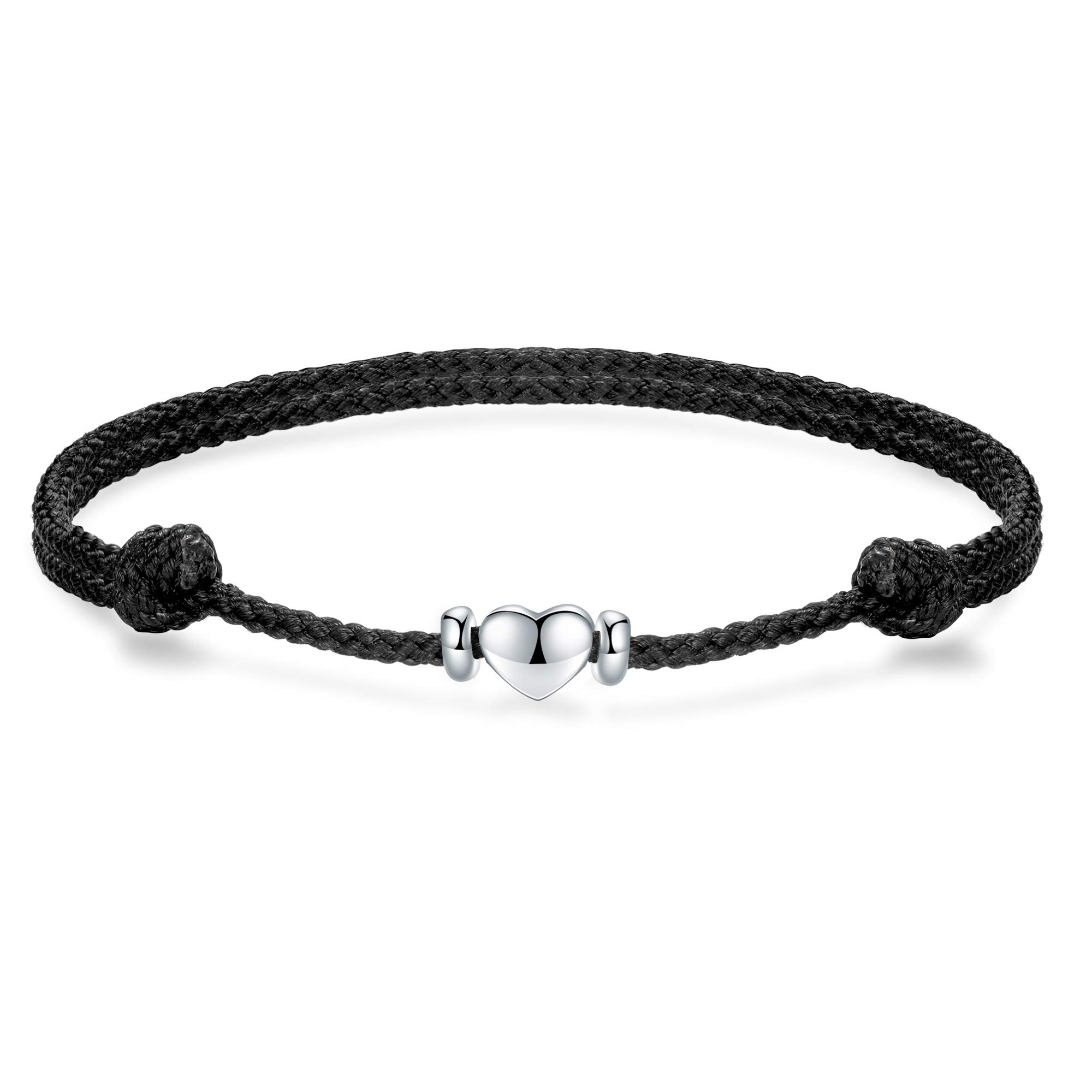 J.EndéarHeart Anklets for Women Girls Sterling Silver, Personalised Handmade Anklets Bracelet 32cm Adjustable Love Friendship Gift