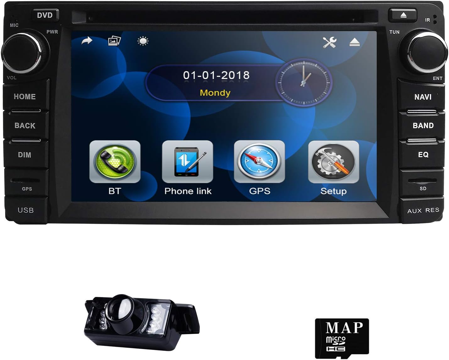 hizpo 6.2 Inch Car Stereo for Toyota RAV4 Prado Camry Corolla Vios Hilux Wince 6.0 System, Double Din in-Dash Car DVD Player Support Navigation Bluetooth Audio Radio,Free 8G Map Card&Rear View Camera