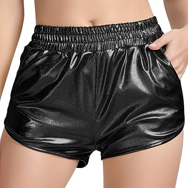 metallic yoga shorts