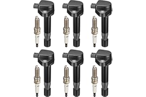 BDFHYK Ignition Coils UF603 and Iridium Spark Plug 97390 Compatible with Honda Accord Odyssey Ridgeline Pilot Acura RL TL TSX ZDX RDX V6 3.5L 3.7L Replaces UF624 5C1722 IC727 C1665 Set of 6