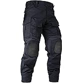 OCANXUE Men’s Tactical Pants with Knee Pads Camo Cargo Pants Waterproof Hiking Pants 10 Pockets No Belt