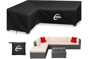 Kipiea Patio L-Shaped Sectional Sofa Cover, 420D Heavy-Duty Oxford Fabric Outdoor Sectional Cover with 6 Windproof Buckles, No Tears Anti UV No Fading (Left Facing, 83" x 104" L x 33.5" D x 31" H)