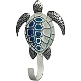 De Leon Collections Coat Hanger Wall Hook Organizer for Entryway, 4.25 x 5.75 Inch Metal, Blue Sea Turtle