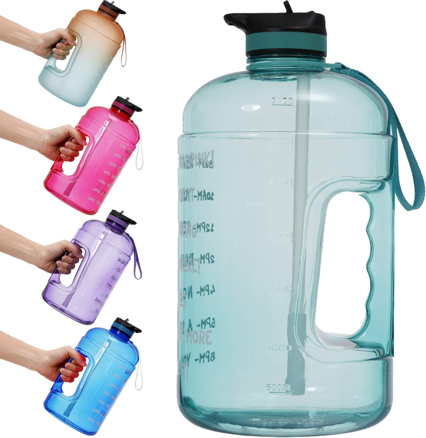 Download 128oz Bpa Free Big Water Bottle With Handle Leakproof Click Pop Up Daily Water Intake Bottle Etdw Gallon Motivational Water Bottle Jug With Time Marker Accessories Jennadeleonfit Water Bottles Accessories