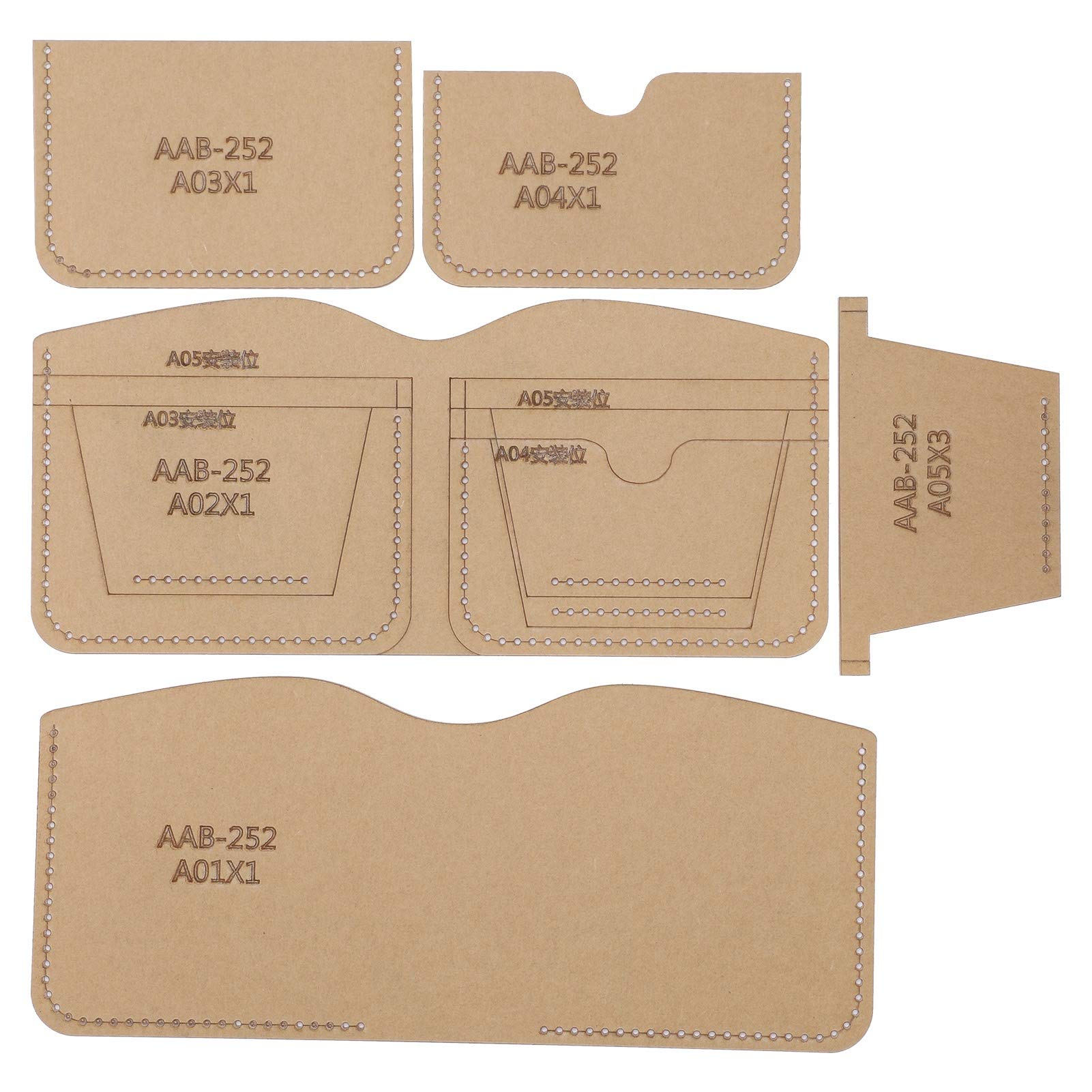 5Pcs Short Wallet Making Template Clear Acrylic Template Leather Wallet Pattern Set Making Stencil for Leather Craft Tool