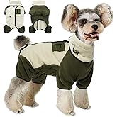 DENTRUN Dog Winter Coat - Fleece Jacket, Pajamas Turtleneck Sweater - Puppy Cold Weather Outfit - Thermal Bodysuit - Soft Jumpsuit