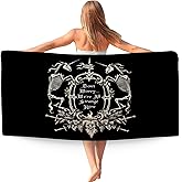 WAITPI Black Skull Gothic Beach Towel Gifts for Women, Don't Worry We are All Strange Here Microfiber Quick Dry Travel Sand Free Beach Towels Oversized Decor for Bathroom Pool Halloween 30x60 Inch