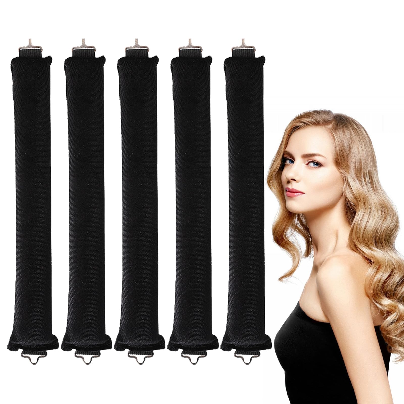 Asheyya 5PCS Overnight Blowout Rods for Long Hair, Soft Heatless Hair Rods