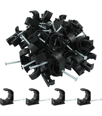 Pack Of 50) EFIELD Black Color Half Clamp Fixture, J-Hook With Nail...