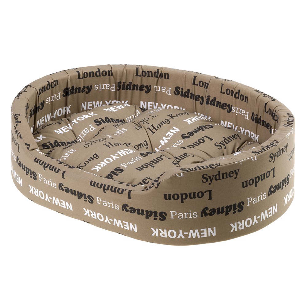 Ferplast Dog Bed Dandy, Removable, Washable Cushion, Cotton Cover with Soft Padding, also ideal as a Cat Bed, 45 x 35 xh 13 cm, Brown