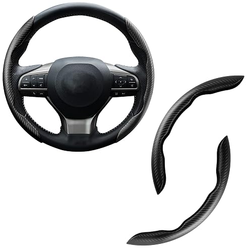 2xCarbon Fiber Non-Slip Car Steering Wheel Booster Cover Trim