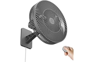 LEMOISTAR 12" Wall Mounted Fan with Remote Control, 90° Oscillating, 4 Speeds Timer and Adjustable Tilt, 8.2ft Cord, Quiet, Ideal for Home, Bedroom, Gym, Garage, RV, Office-Grey