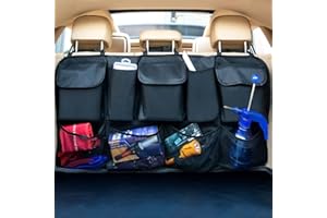 EldHus Rear Car Organizer Storage Trunk Back Seat Organizer Car Backseat Organizer Storage with Pockets, Cloth, Black