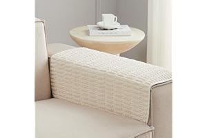 Meider Sofa Arm Covers Couch Arm Covers, 2pcs Chair Armrest Cover Non-Slip Armchair Slipcovers for Sofa Couch (Cream White, 22x26 inch)