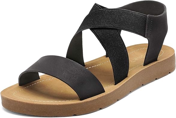 leather ankle strap flat sandals