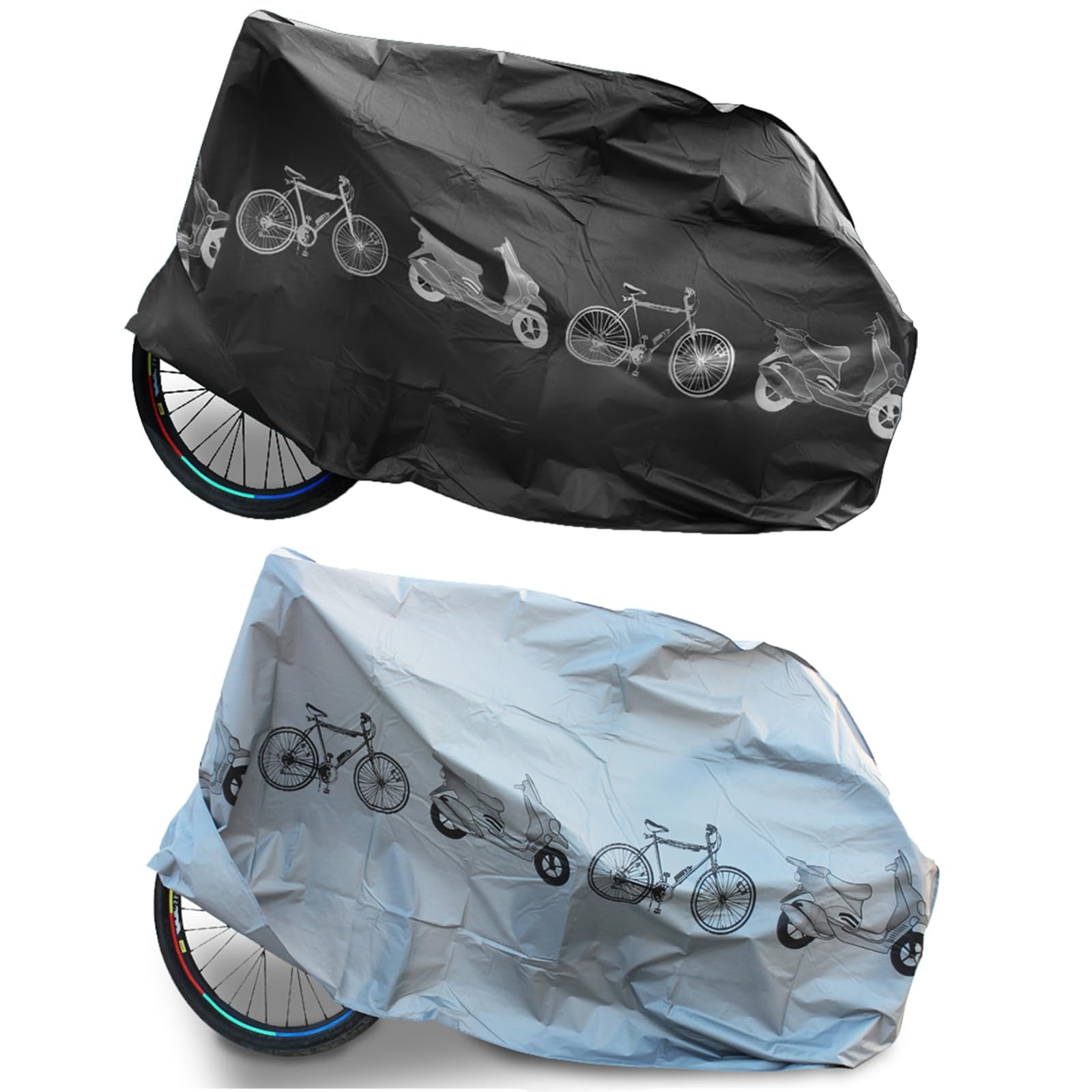 2Pcs 200*110cm Bike Covers For Outside Storage, 180g Waterproof Bike Covers, Outdoor Bike Cover, Bicycle Cover, Suitable for Mountain & Road Bikes (Grey and Black)