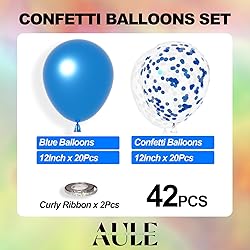 AULE Party Balloons Pack of 42 - Metallic Blue