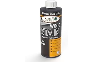 SamaN Interior Water Based Wood Stain - Natural Stain for Furniture, Moldings, Wood Paneling, Cabinets (Black TEW-108-12, 12 oz)