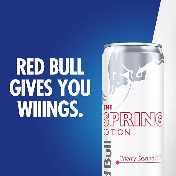 RED BULL SPRING EDITION ENERGY DRINK, CHERRY SAKURA, 114MG CAFFEINE, TAURINE & B VITAMINS, 12 OZ. PACK OF 24 CANS