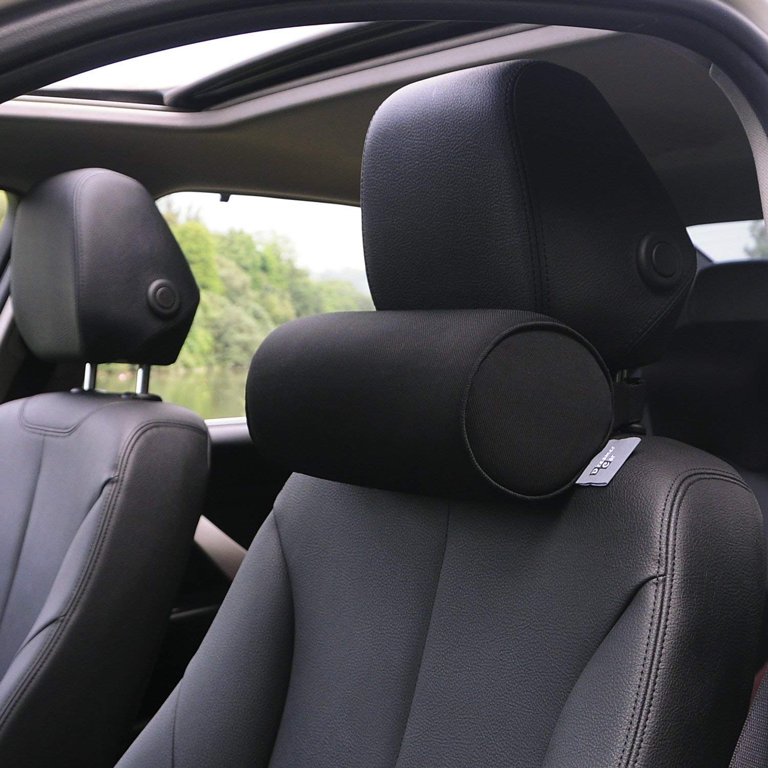 Dreamer Car Roll Neck Pillow Cervical Pillow for Car Seat,Comfortable Memory Foam Car Neck Pillow Support your Neck for Pain Relief, Black