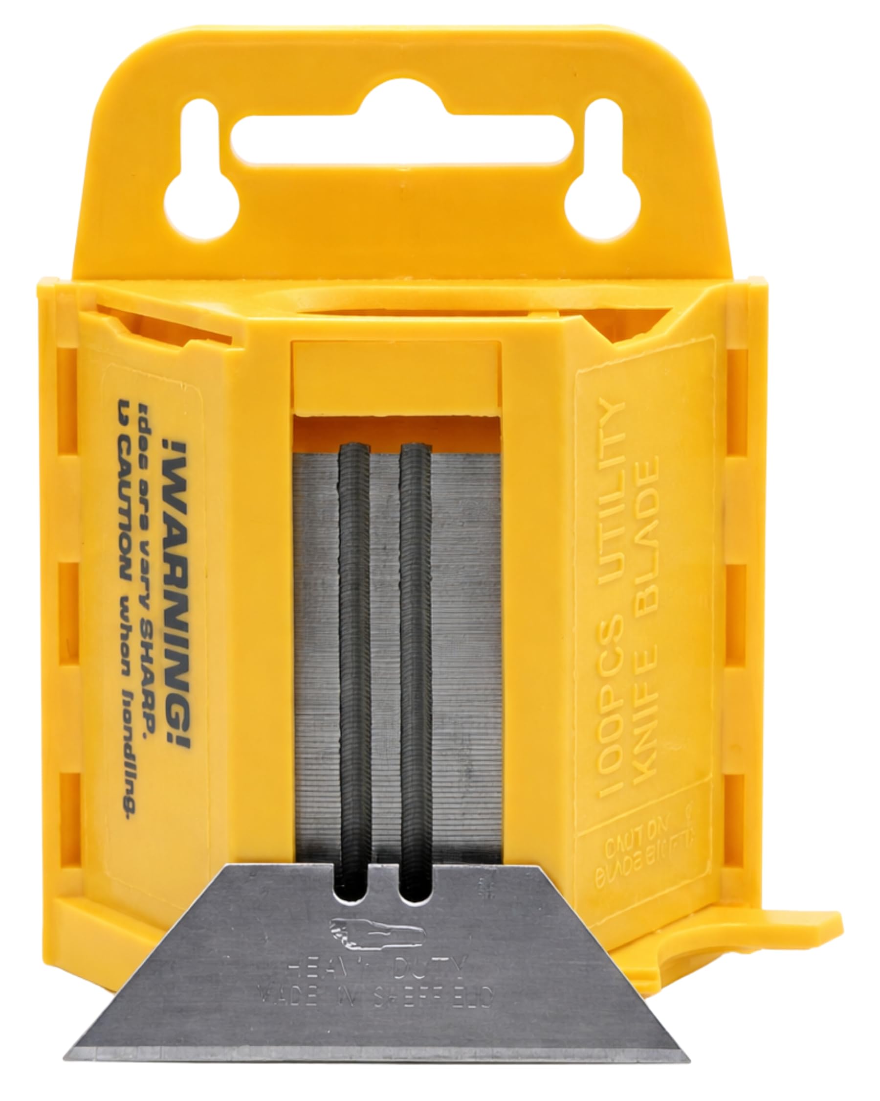 Footprint 925 Heavy Duty Utility Knife Blades - Pack of 100 Replacement Cutting Blades in Safe Wall Dispenser. Fit Most Leading Brand Knives. Ideal for Carpet, Vinyl, Canvas & More. Sheffield Made