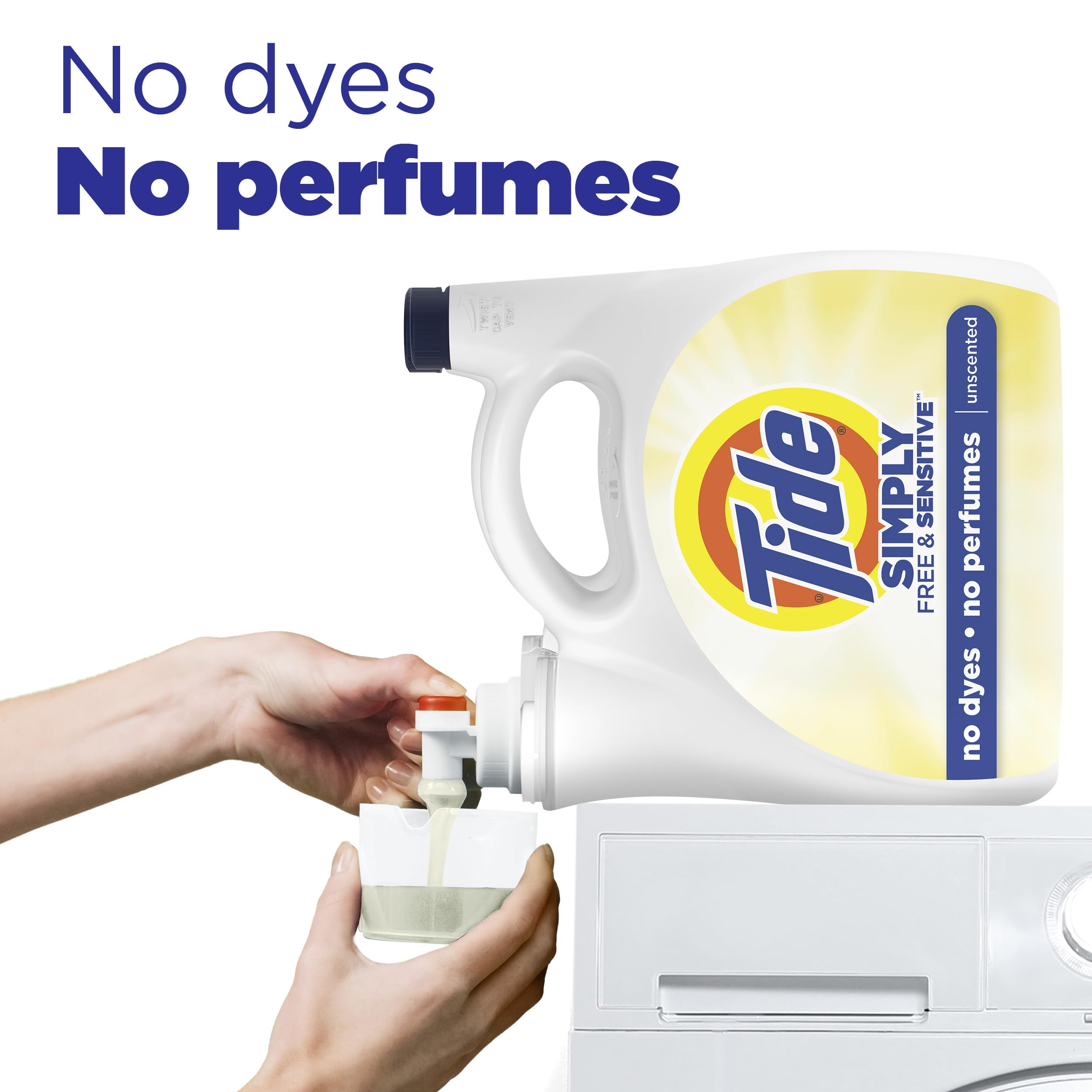 Tide Simply Liquid Laundry Detergent, Free & Sensitive, 89 Loads, 117 oz, Tide Liquid Laundry Detergent, Laundry Soap