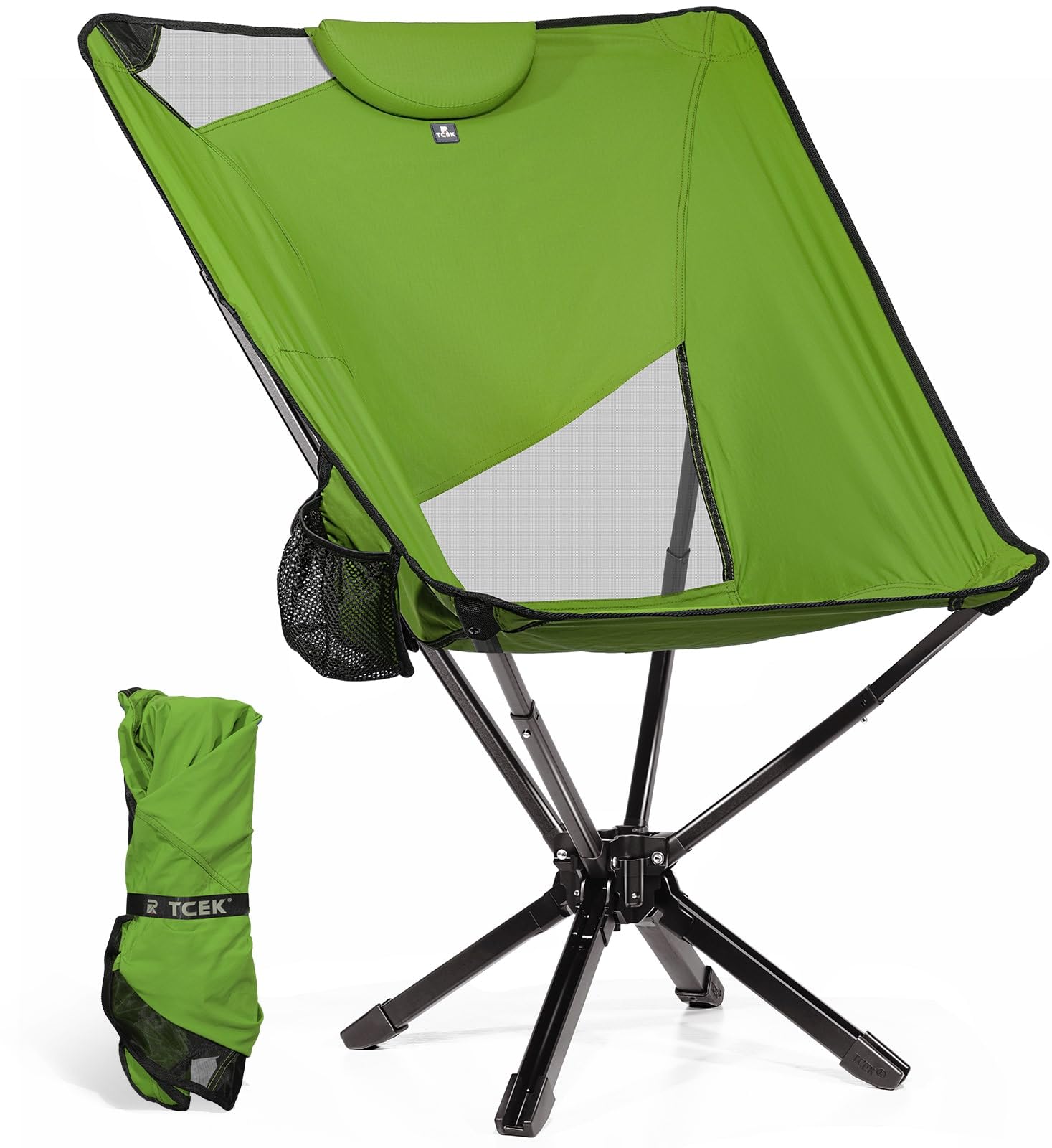 Photo 1 of (SEE NOTES) TCEK Portable High Back Camping Chair with Adjustable Height, Small Compact Outdoor Folding Chair for Adults Travel, Riselite Collapsible Lightweight Packable Camp Chairs, Easy Carry and Quick Setup