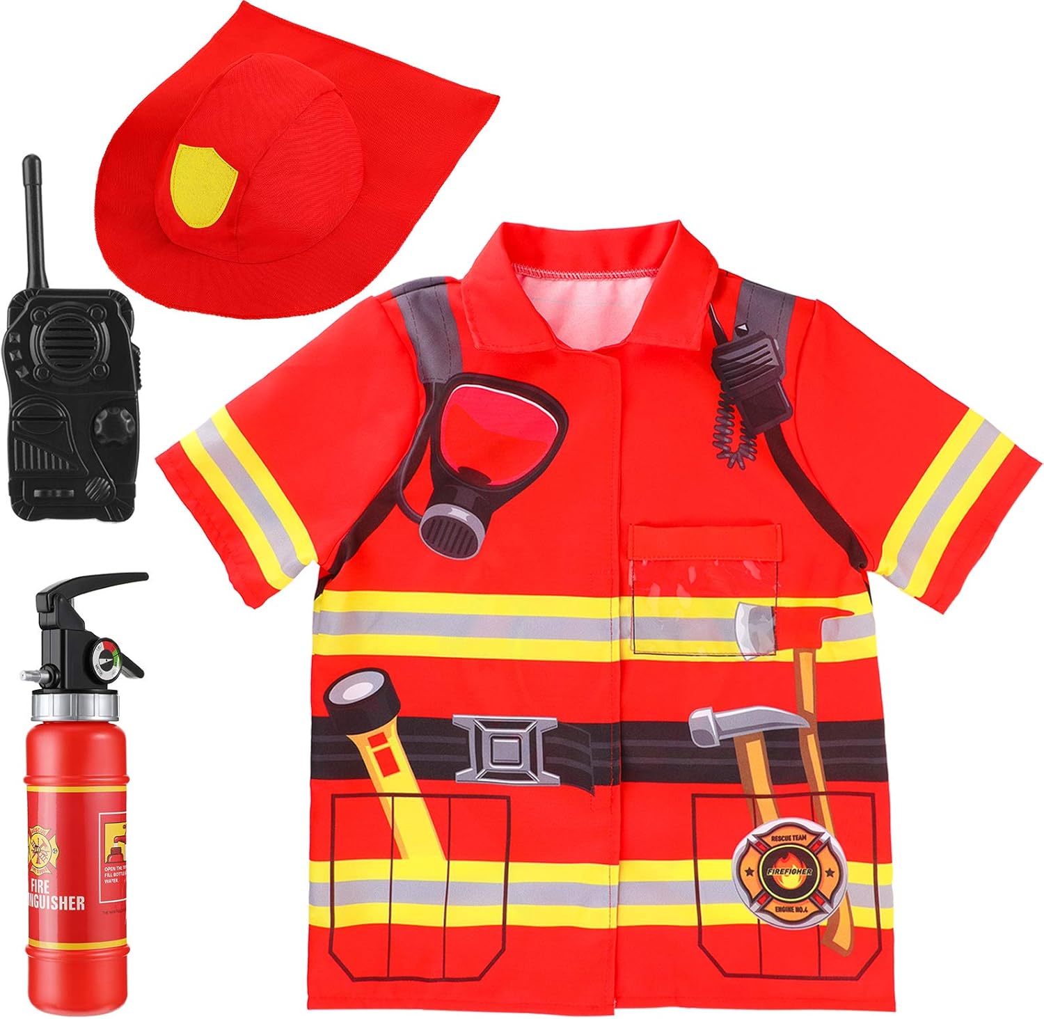 Kids Fireman Costume Role Play Firefighter Pretend Costume